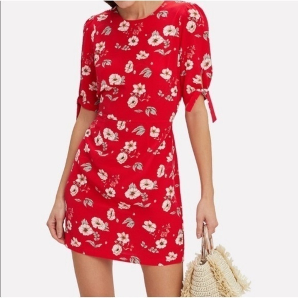 Intermix Cleo Silk red floral mini Dress